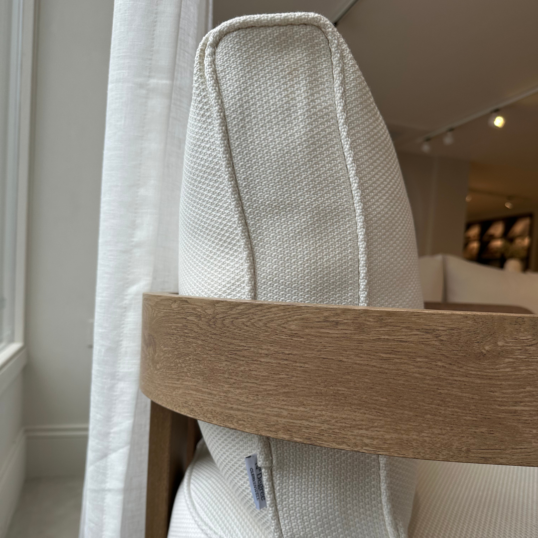 N3 Oak Three Seater Sofa Cirrus Textured Weave