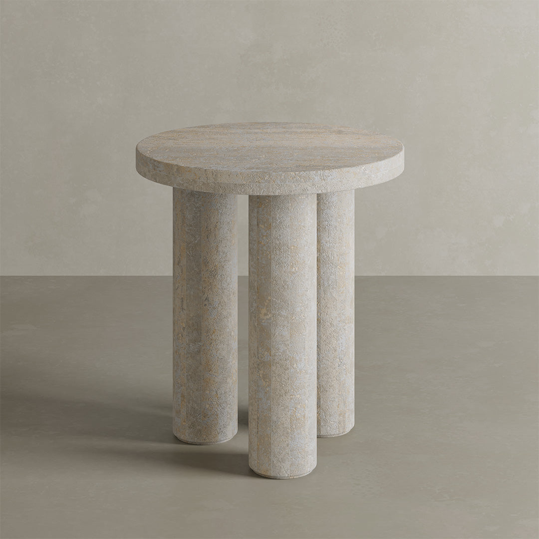 Casoli Travertine Side Table, White