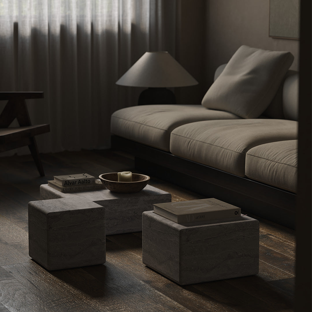 Cerazo Travertine Coffee Table, Grey