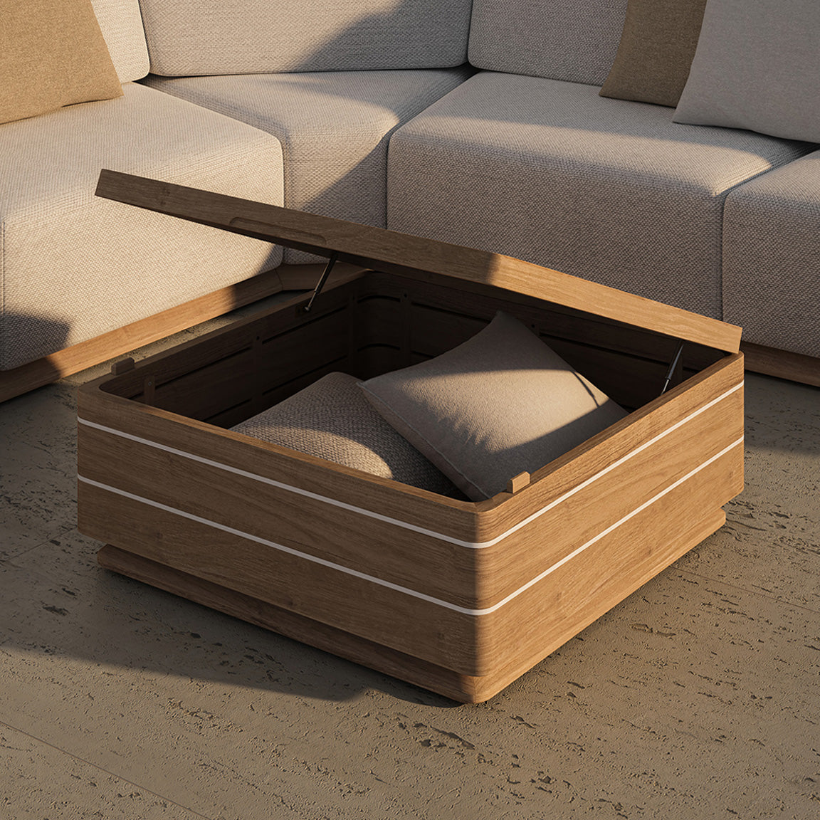 N6 Coffee Table with Storage Light Stone
