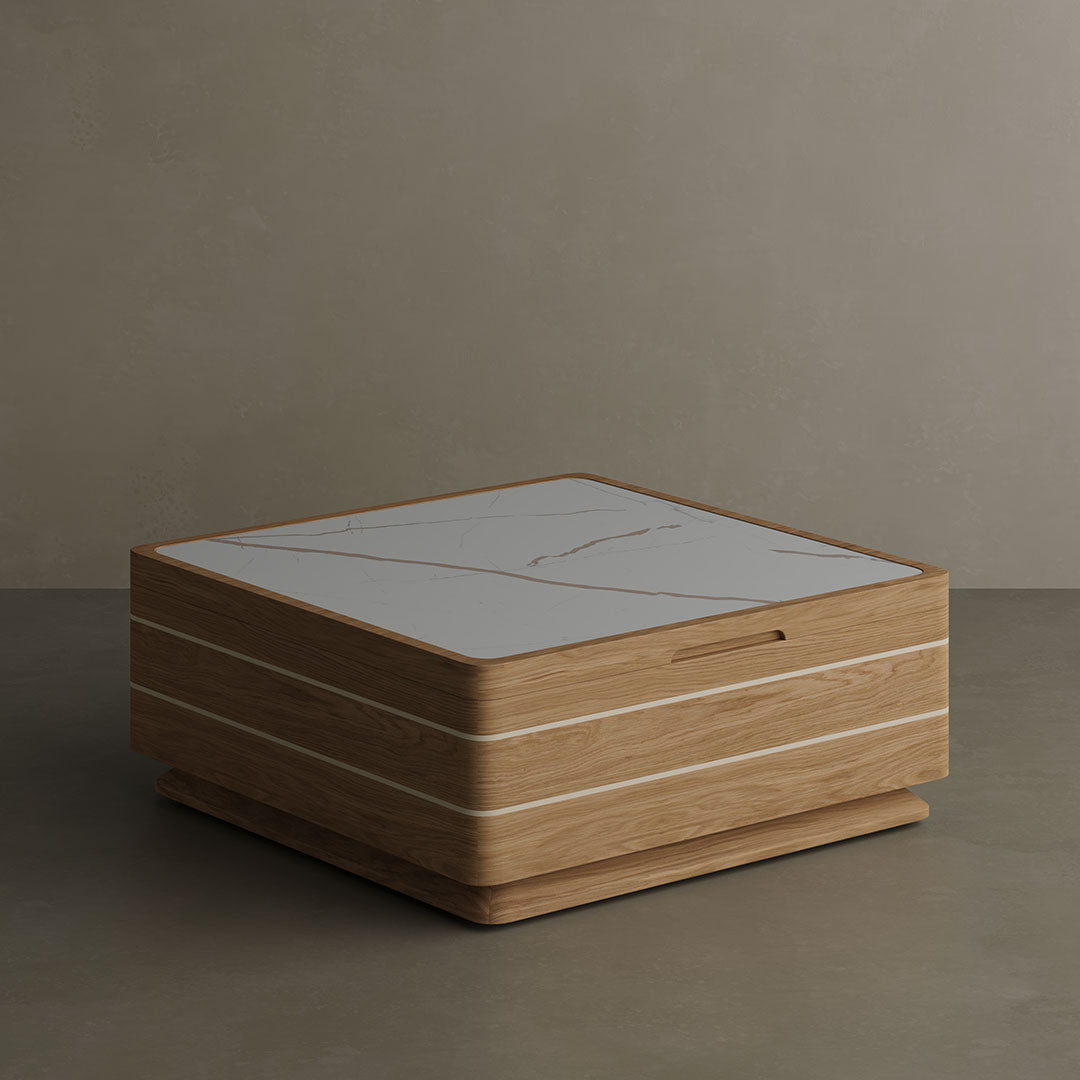 N6 Coffee Table with Storage Light Stone